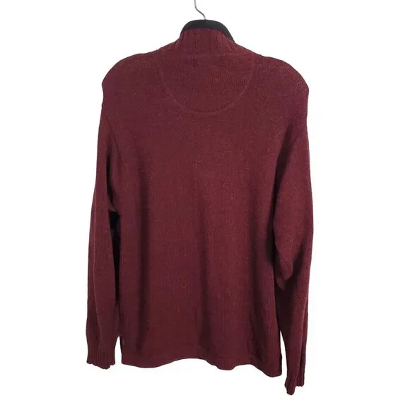 Woolrich Mens Sz M Sweater Red Rock Heather 100% Wool Ribbed Collar Quarter Zip - Picture 3 of 9